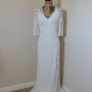 NWT Adriana Papell Floral Beaded Wedding Gown